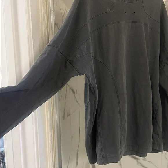 JOAH BROWN Vintage Panel Oversize LS Charcoal Necklace Shirt XS NWT - Picture 11 of 16